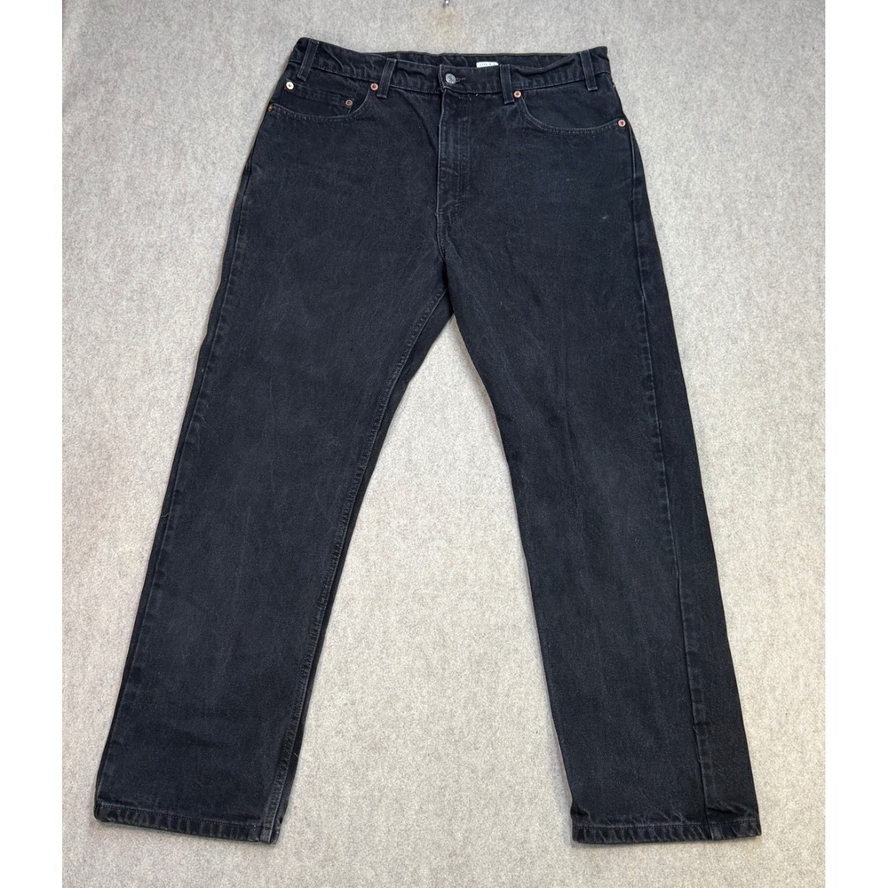 Levi's Jeans Mens 36x28 505 Regular Fit Straight Leg Black Vintage Grunge 90s